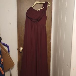 Torrid Burgundy One Shoulder Chiffon Gown